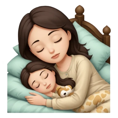 Girl dark brown hair sleeping with a beige pijama  sticker