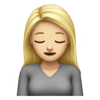 Blonde girl with headache hands on head frown  sticker