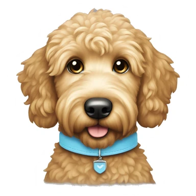Golden doodle with light blue collar sticker