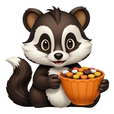 Skunk holding Reese’s cup sticker