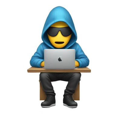 a hacker working on a laptop sticker