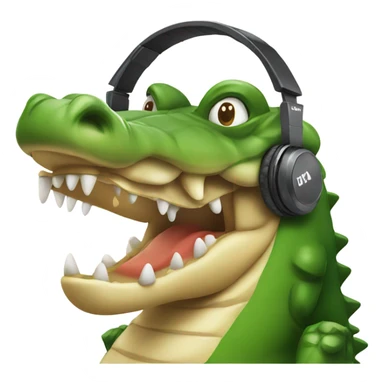 Crocodile with a gaming headset on sticker