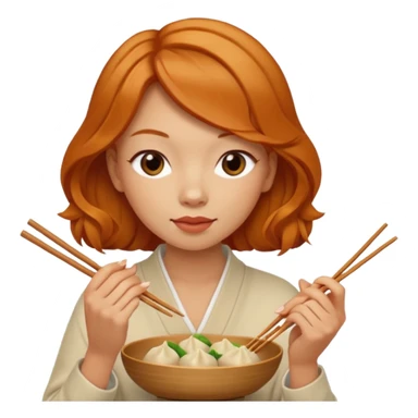 dumpling eating ginger woman sticker