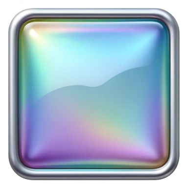 Sparkly glossy silver iridescent glass square sticker