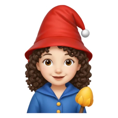 brunette little curly girl garden gnome sticker