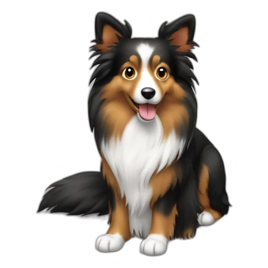 sheltie dog and black cat sticker