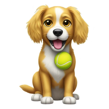 dog with tennis ball sticker