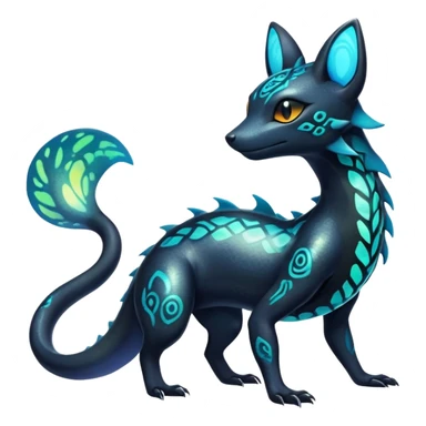 Colorful Iridescent Exotic Salandit-Aurorus-Umbreon-Fakémon-hybrid-creature (full body)  sticker