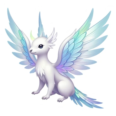  Iridescent white pale wings-ears, fairy-like-fakemon-creature  sticker