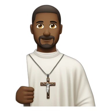 sacerdote piel blanca túnica negra crucifijo en la mano sticker