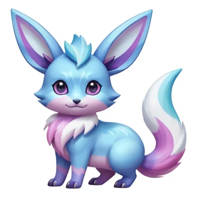 Shiny Pastel Colorful Purple-Violet-Pink-White-crystallic Iridescent Exotic Minccino-Aurorus-Glaceon-Fakémon-hybrid-creature (full body)  sticker