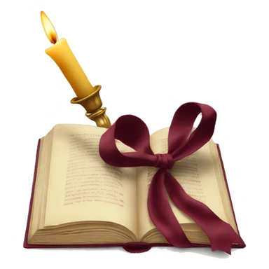 open book and candlestick with burgundy bow sticker