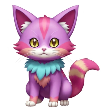 Elemental Exotic Colorful Fantasy Purrloin-Skitty-Pokémon-Fakémon-hybrid-creature (full body) sticker