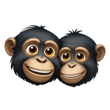 Two chimpanzees hugging and smiling  sticker