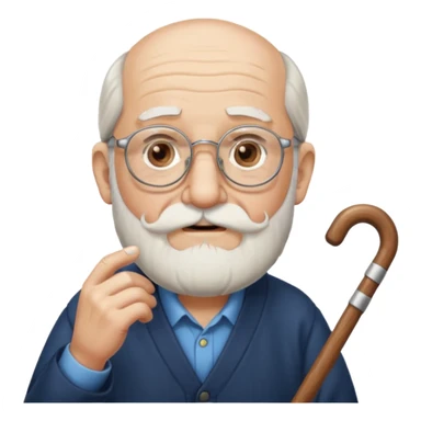 Anciano barba blanca muy larga bastón audifonos sordera lentes  sticker