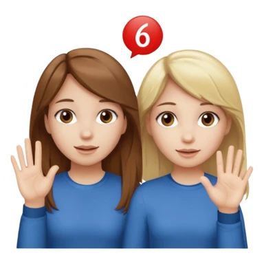 Two girls saying six seven one with brown hair. And doing hand movements  white skin six seven SAYING SIX SEVEN ONE WITH BLOND HAIR  sticker