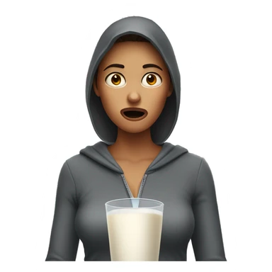 woman furious drinking milk  sticker