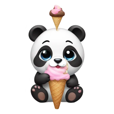 Cute panda eating ice cream sticker