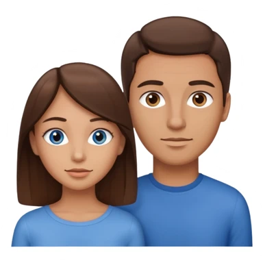couple homme cheveux raide châtains et yeux bleu et femme cheveux raide chatains et yeux marron sticker
