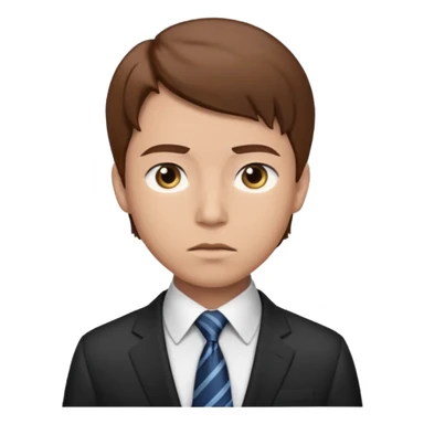 Mach mir einen trader an der börse mit braunen haaren mit einem fragenden blick und mit anzug sticker