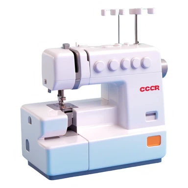 Overlockers with a polished, glossy, 3D look, featuring a simplified overlocker outline. sticker