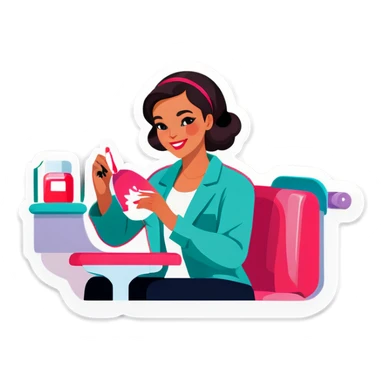 Woman getting  her nails done  sticker