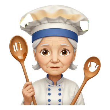 woman old chef with spoon sticker