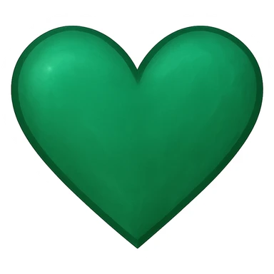 heart with a vivid emerald green color, digital illustration, no background sticker