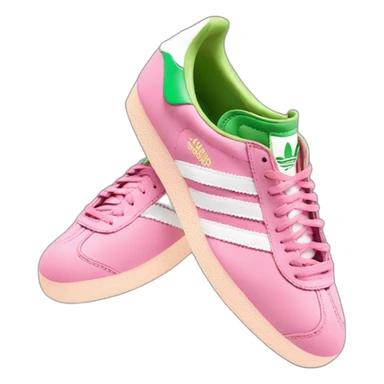 A pair of adidas gazelle shoes in pink and green sticker