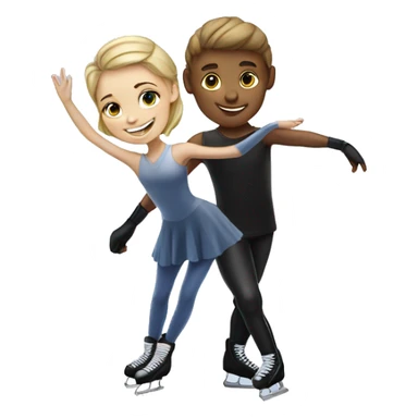 Figure skater girl with hockey player boy sticker