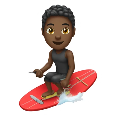 a black skin colored person wakeboarding with a red board  sticker