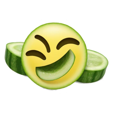 Yellow smiley face with cucumber slices on eye lids sticker
