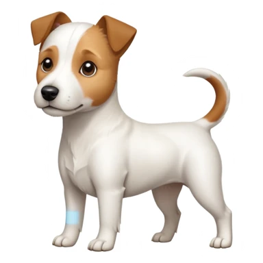 a full body slightly chubby white parson russell terrier looking dog the size of a kelpie with light brown long ears and a light brown patch on one eye and a large snout. the rest of the dog is completely white sticker