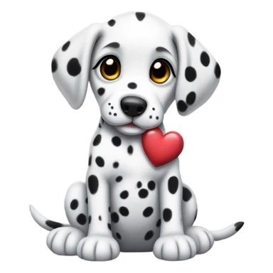 Dalmatian puppy holding a heart in its paws sticker