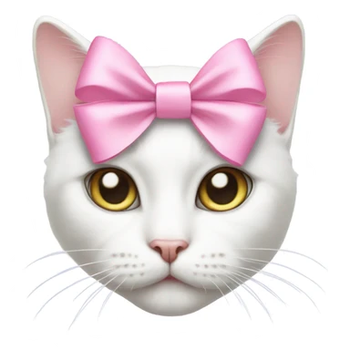 White cat with pink bow sticker