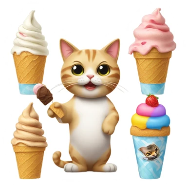 Cat eating ice cream and wearing a hat  sticker