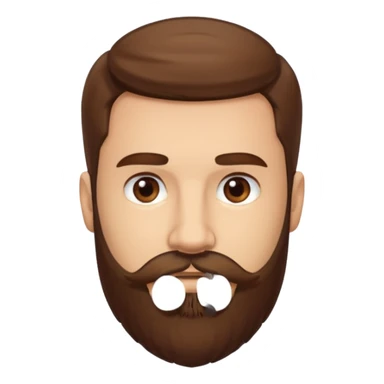 A light-skinned man with thick brown hair styled to the side, brown eyes, and a full beard with a matching mustache. sticker