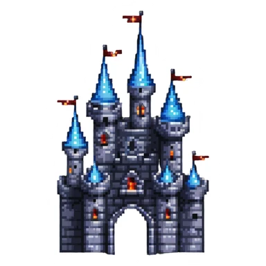 fantasy castle with towers and glowing windows sticker