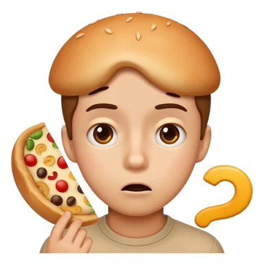 Draw an emoji where a person thinks with a question mark in front of the food sticker