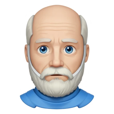 Older man with a full beard, a hard neck brace, and blue eyes. sticker
