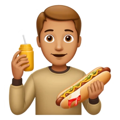 man holding hot dog sticker