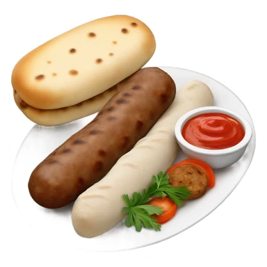 Bosnian national dish cevapi with kaymak and pita bread  sticker