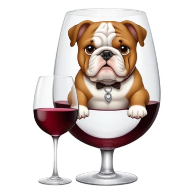 Bulldog sitting in a wine glass sticker
