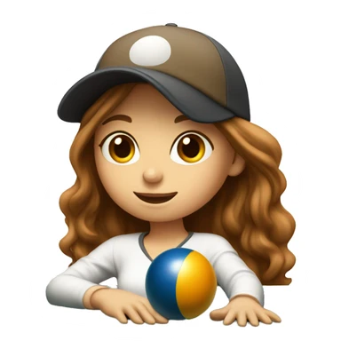 Girl with long brown hair and baseball cap playing pool sticker