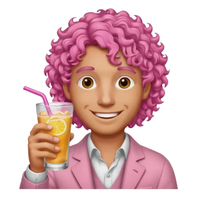pink curly haired drink holder man  sticker