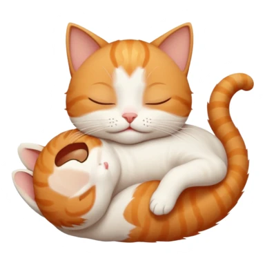 ginger and white small cat in funny positions upside down with eyes closed sticker