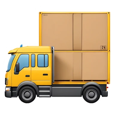 yellow logistic truck with pallets box sticker