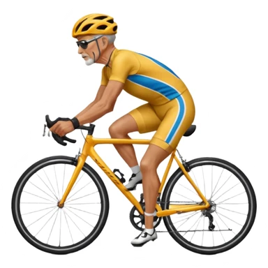 older, 60 year old man in cycling clothes, straddling road bike, heavy-set, graphic design sticker