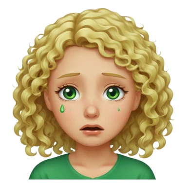 the girl is that criying she has green eyes and blond hair curly sticker