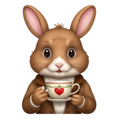 rabbit with tea sticker